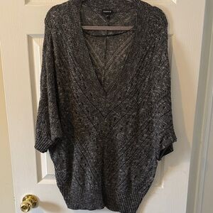 Torrid Dark Gray V-Neck tunic Dolman Pointelle Sweater